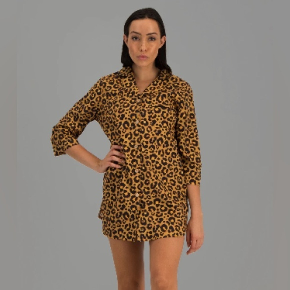 Woodstock Laundry WOMENS SLEEPSHIRT - LEOPARD SKIN ON ORANGE XL